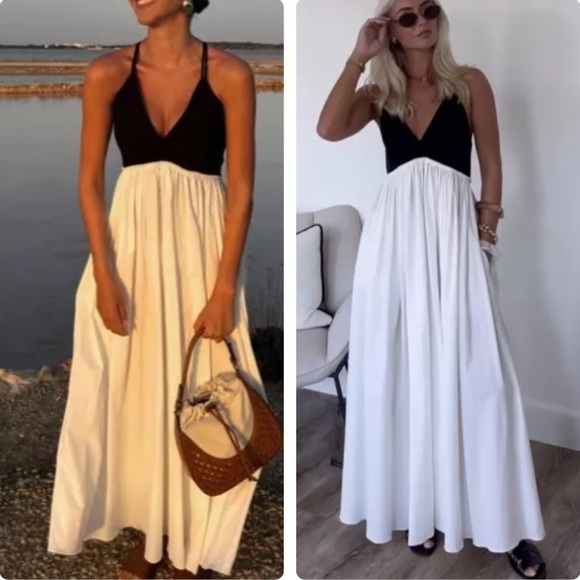 Zara NWT contrasting midi dress - Picture 2 of 12